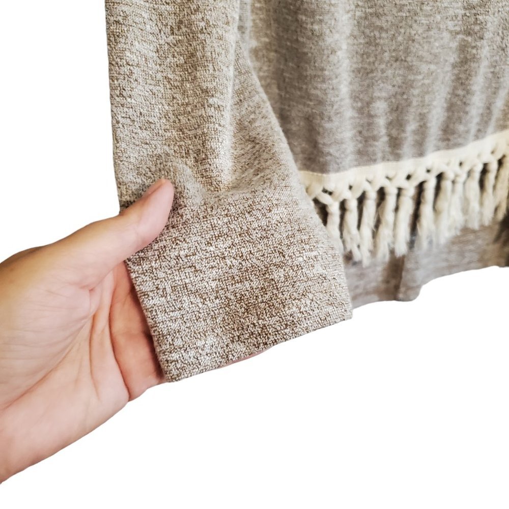 Entro Fringe High Low Hem Open Weave Pullover Long Sleeve Blouse Small - Picture 7 of 16